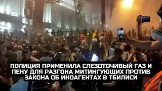 Полиция применила пену для разгона митингующих против закона об иноагентах в Тбилиси