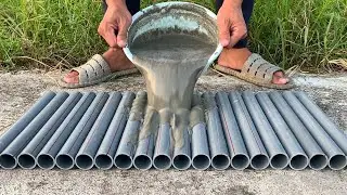 Plastic pipe mold // Simple, easy and creative way to make flower pots from cement and plastic pipes