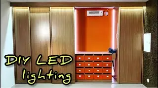 Бюджетная подсветка шкафа-купе светодиодной лентой своими руками. DIY wardrobe LED lighting