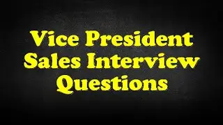 Vice President Sales Interview Questions