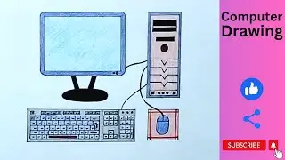 Computer Drawing Easy // how to draw a desktop computer // Computer Drawing for Beginners