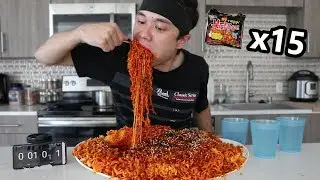 Most Korean Fire Noodles Ever Eaten (x15 Packs) | 불닭 볶음면 도전