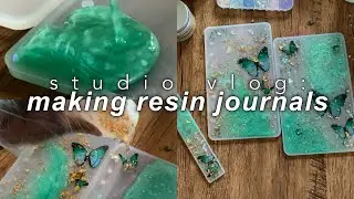 uv resin tutorial for beginners | a5 notebook cover | studio vlog etsy