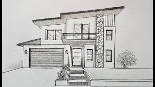 How to draw a house in one point perspective