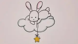 Как нарисовать МИЛОГО ЗАЙЧИКА НА ОБЛАКЕ/How to draw a CUTE BUNNY ON a CLOUD