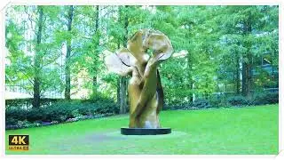 Jubilee Park Canary Wharf London, relaxing walk in 4K