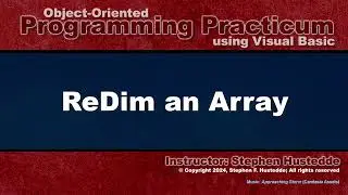 OOP Programming (VB) - 09G ReDim an Array