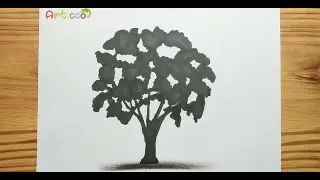 HOW TO DRAWING WALNUT TREE SILHOUETTE