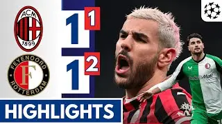 🔴🟢 AC Milan vs Feyenoord (1-1) - Extended HIGHLIGHTS | Theo Red Card | UEFA Champions League!