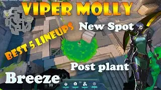 Top 5 Viper Post Plant Molly Lineups for Breeze B Site | Breeze changes patch 4.0 | VALORANT |