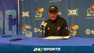 Lance Leipold reacts to Kansas footballs win over Oklahoma