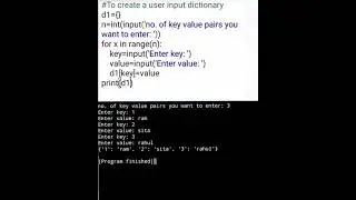 #Create user input dictionary #python #basics
