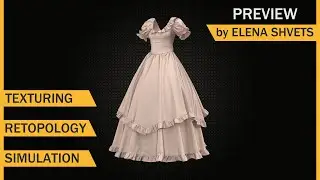 Платье винтажное в Marvelous Designer. Vintage dress Marvelous Designer Project