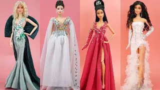 4 Glamorous DIY Barbie Doll Dresses ~ Beautiful Skirt Prom Barbie