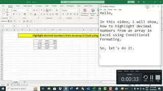 Highlight decimal numbers from an array in Excel using Conditional Formatting