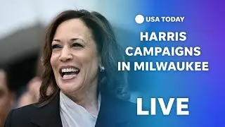 Watch: Kamala Harris makes first campaign stop in battleground state