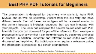 Best PHP PDF Tutorials for Beginners