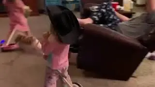 Little Girls Flawlessly Ride Hoverboard in Circles Like Professionals Inside House - 1104638