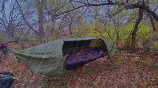 Camping in a RAIN STORM testing night cat lay flat hammock