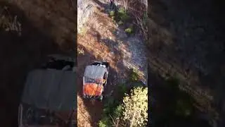 Trail was getting narrow, flew up the drone to see the trail ahead on a fall atv ride