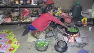 Traditional cooking kitchen of happy family in village || Rural village life