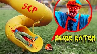 Extra SLIDE EATER eat BLIPPI EXE on the PLAYGROUND ( Carnivorous SCP 1562 videos  )