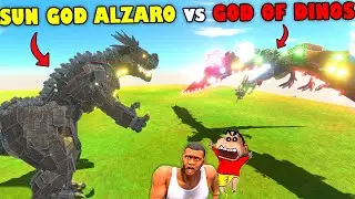 FAN SERIES : SUN GOD ALZARO vs GOD OF DINOs UNIT in Animal Revolt Battle Simulator w SHINCHAN CHOP