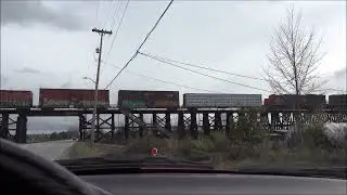 CN, train, Fraser River, swing bridge, February 8, 2023