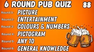 Online Pub Quiz - 6 Rounds: Picture, Entertainment, Colours & Numbers, Pictogram, Any 10 & GK No.88