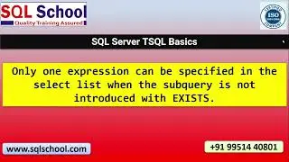 SQL Server TSQL Query Error : One Expression error in SQL Server Exists