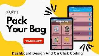 1. Pack Your Bag App - Dashboard Design and On Click Coding | Android Project Java | Android Studio