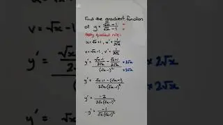 How to differentiate the function y=(√x+1)/(√x-1) using the quotient rule