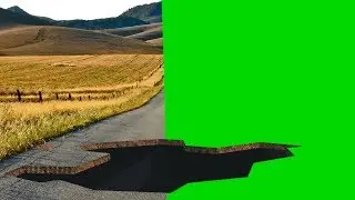 ground crack and collapse - green screen - free use