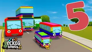 5 Rainbow Buses | Geckos Garage Songs｜Kids Songs｜Trucks for Kids