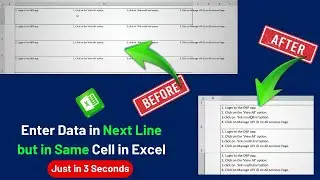 Enter Data in Next Line but in Same Cell in Excel ✅ Just in 3 Seconds