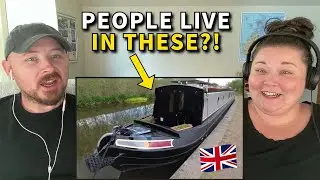 Americans React: Tour of a British Narrowboat | This is AWESOME!