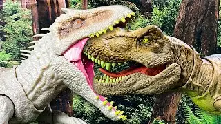 NEW Jurassic World Dinosaur Battle Royale! T Rex vs I Rex, Spinosaurus, Scorpios Rex Dinosaurs Fight