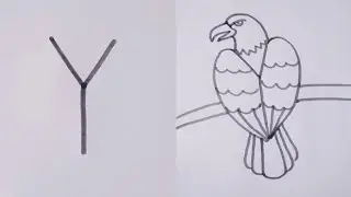 How to draw an eagle//easy drawing step by step//eagle drawing from letter Y// bald eagle drawing