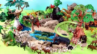 Safari Jungle Diorama for Playmobil Animal Figurines - Learn Animal Names