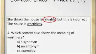 Context Clues Video and Worksheet - Synonyms, Antonyms, Cognates, and Examples