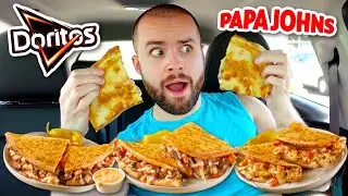 Trying Papa Johns NEW Doritos Cool Ranch Papadia! FULL MENU REVIEW!