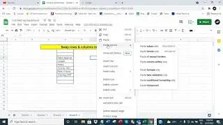 Google Sheets: swap rows & columns