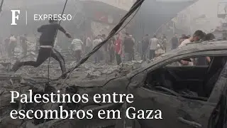 Palestinos vasculham escombros durante novos ataques em Gaza