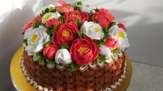 Торт 🎂 корзина пионов