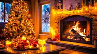 Beautiful Christmas Ambience 🎅🎄 Relaxing Christmas Music Fireplace 🔥 Christmas Fireplace Background