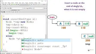 insert a new node at the end of singly linked list