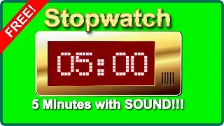 ✅ Gold DIGITAL 5 Minute COUNTDOWN Green Screen with Sound TIMER Video Full HD STOPWATCH NO Copyright