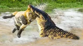 Here's What Happens Next! Mad Crocodile Fierce Attack & Kill Lion For Awake It From Nice Dream