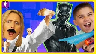 Black Panther VS HobbyMommy Karate Adventure! Nerf Scavenger Toy Hunt by HobbyKidsTV