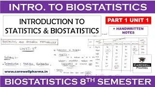 Introduction to Biostatistics || Statistics || Biostatistics || P 1 U 1 || Carewell Pharma